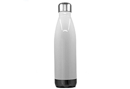 17oz Stainless Steel Coke Shaped Bottle - Stainless Bottom - White